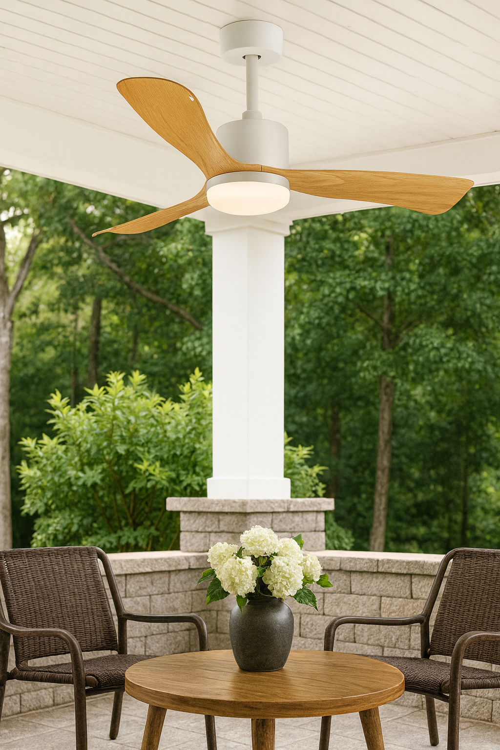 Wood LED Light Ceiling Fan With Remote - 107cm
