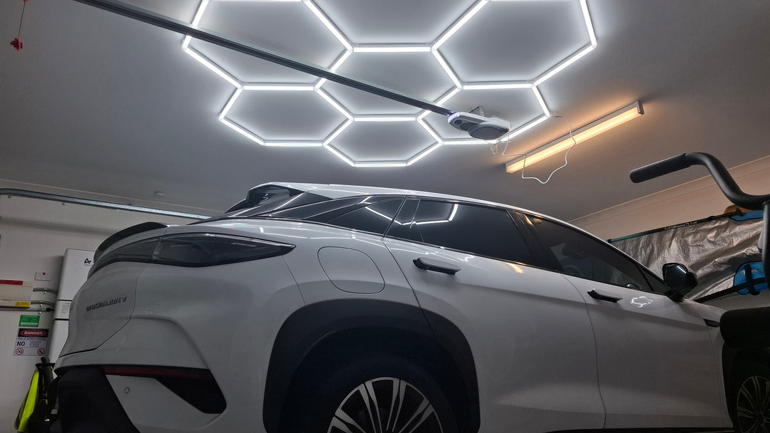 Hexagon Grid Led Car Garage Light 2.4m x 2.6m