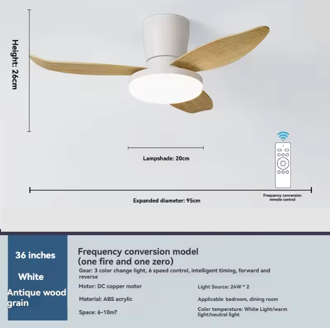 95cm Three Blade Ceiling Fan With Remote Control - 36 Inch