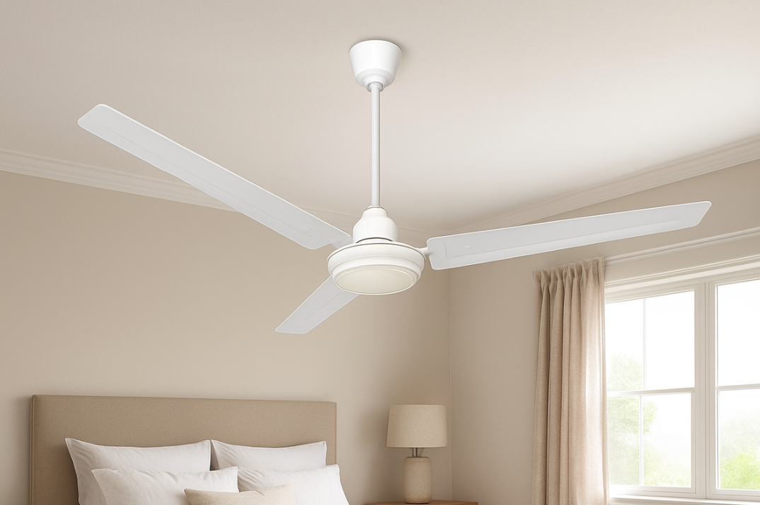 120cm White Metal Ceiling Fan With Wall Mount Remote
