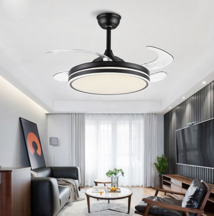 Retractable Ceiling Fan With Remote Black