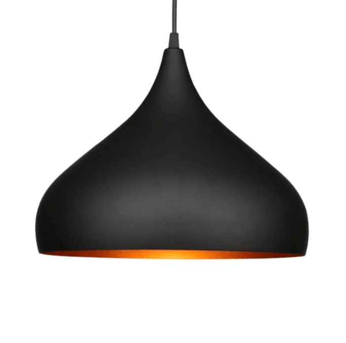 320mm Round Pendant Light - Black and Gold