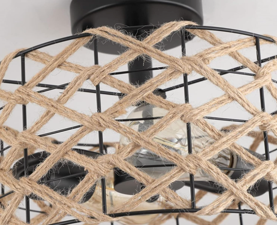 Flush Mount Woven Hessian Ceiling Light
