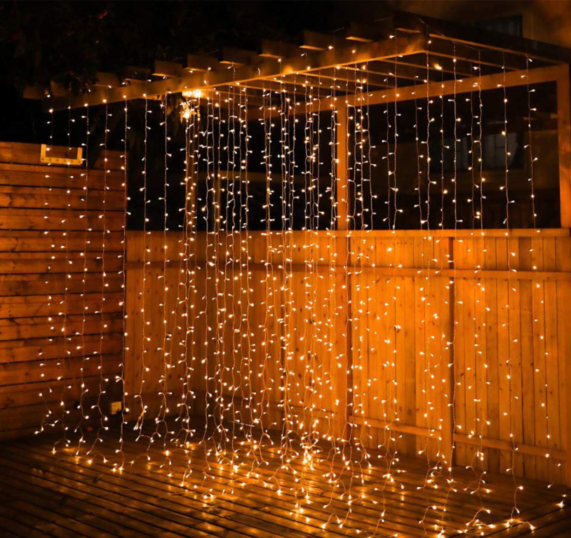 Warm White Christmas Curtain Fairy String Light LED With Remote 3m x 3m