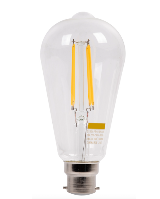 Dimmable LED Warm White Filament 8W B22 Light Bulb