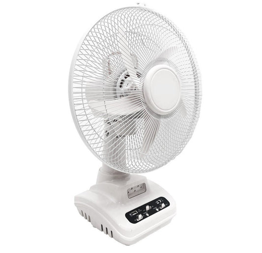 12" Rechargeable Oscillating Desk Fan With AC/DC Dual Function & LED Light