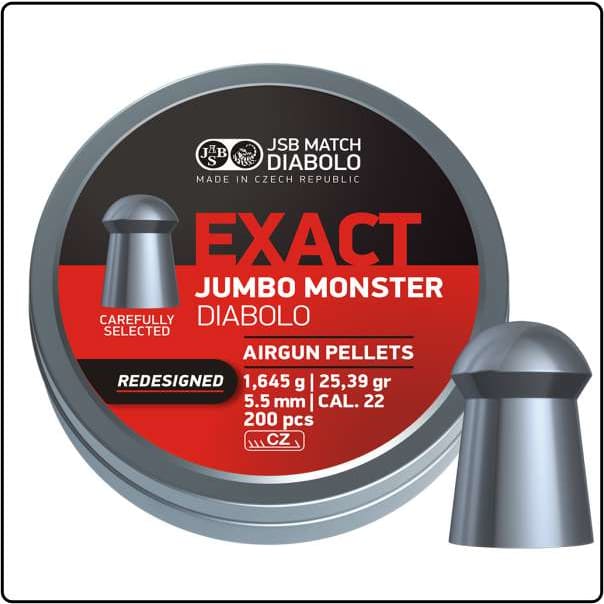 JSB Diabolo Jumbo Exact Redesign Monster 5.52mm .22 Cal 25.39 Grain 200 pc