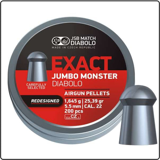 JSB Diabolo Jumbo Exact Redesign Monster 5.52mm .22 Cal 25.39 Grain  200 pc