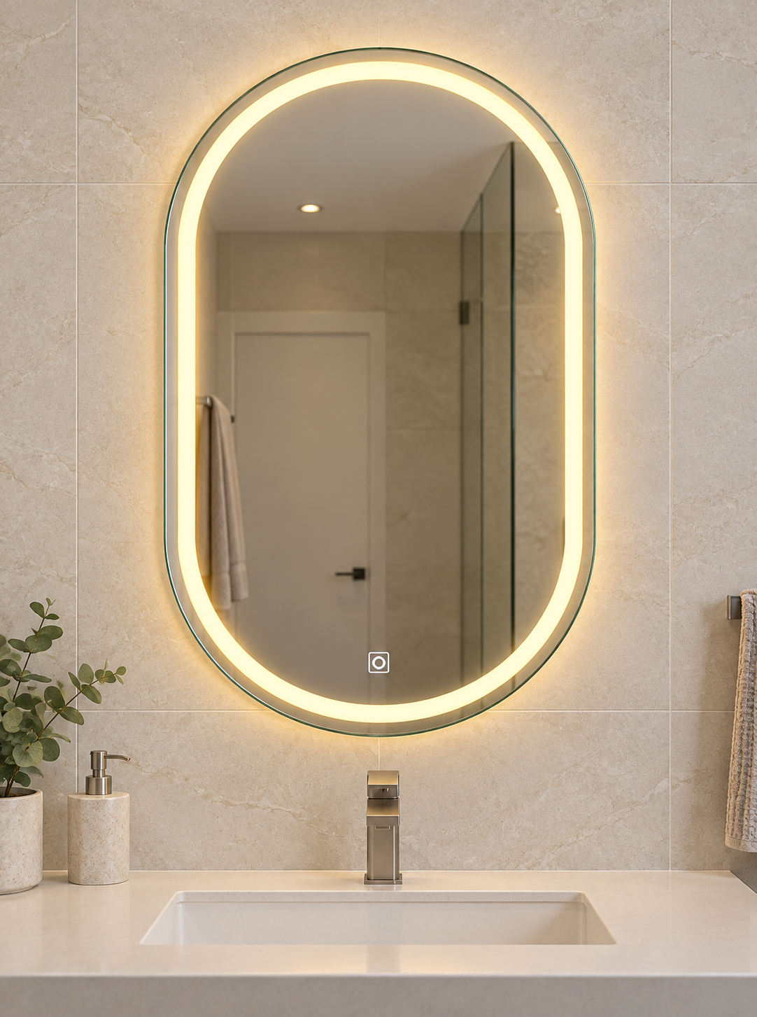 Frameless Smart Touch LED Bathroom Mirror 90cmx60cm