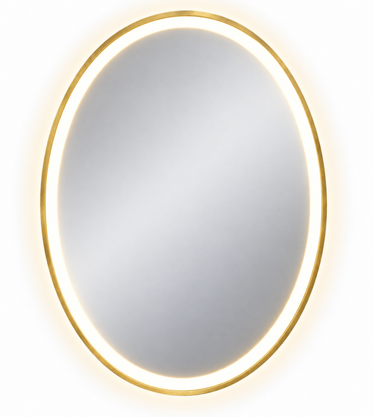 Gold Smart Touch LED Bathroom Mirror Oval 80cmx60cm