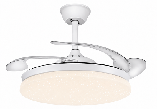White Starlight Auto Folding Invisible Ceiling Fan With Remote Control