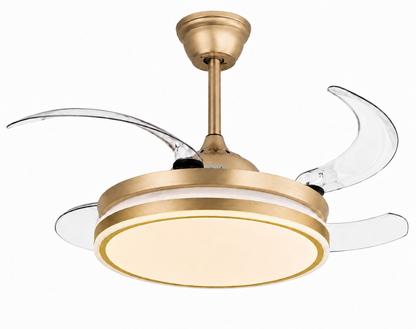 Gold Retractable Blade Ceiling Fan With Remote