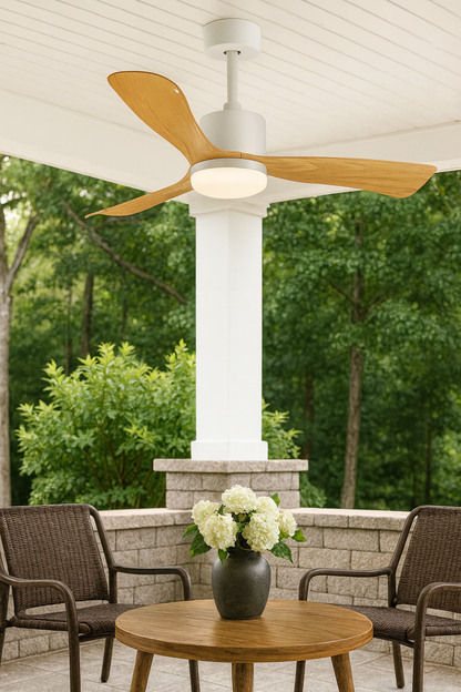 Wood LED Light Ceiling Fan With Remote - 107cm
