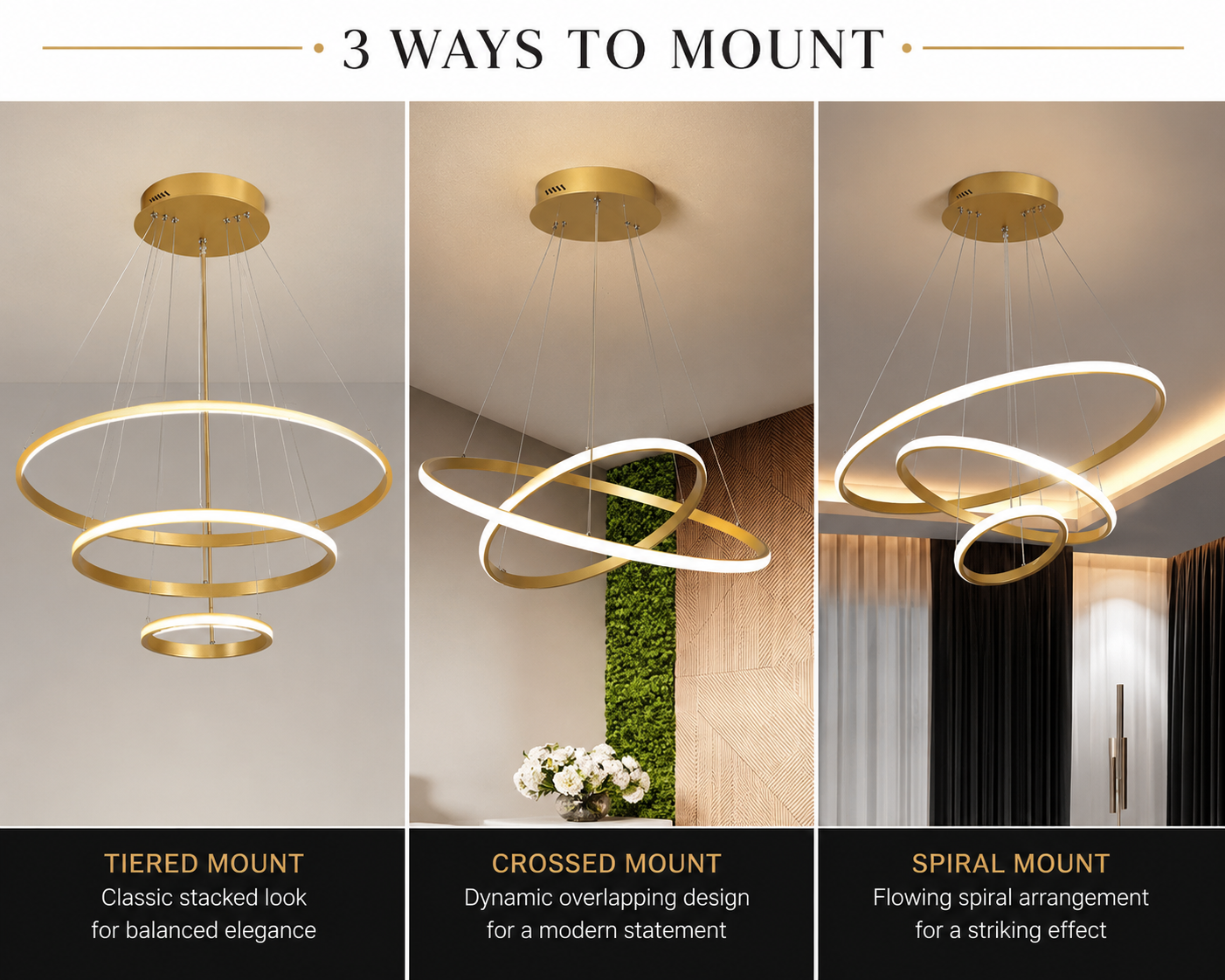 Gold Pendant Light Three Rings