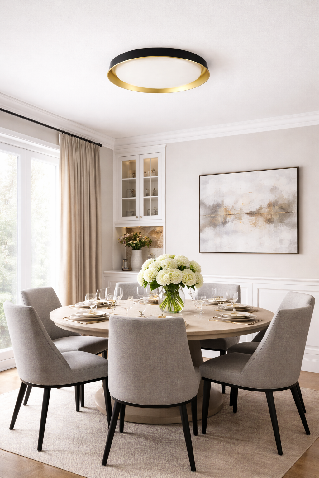 48w Decorative Ceiling Light With Built in LED - Black & Gold