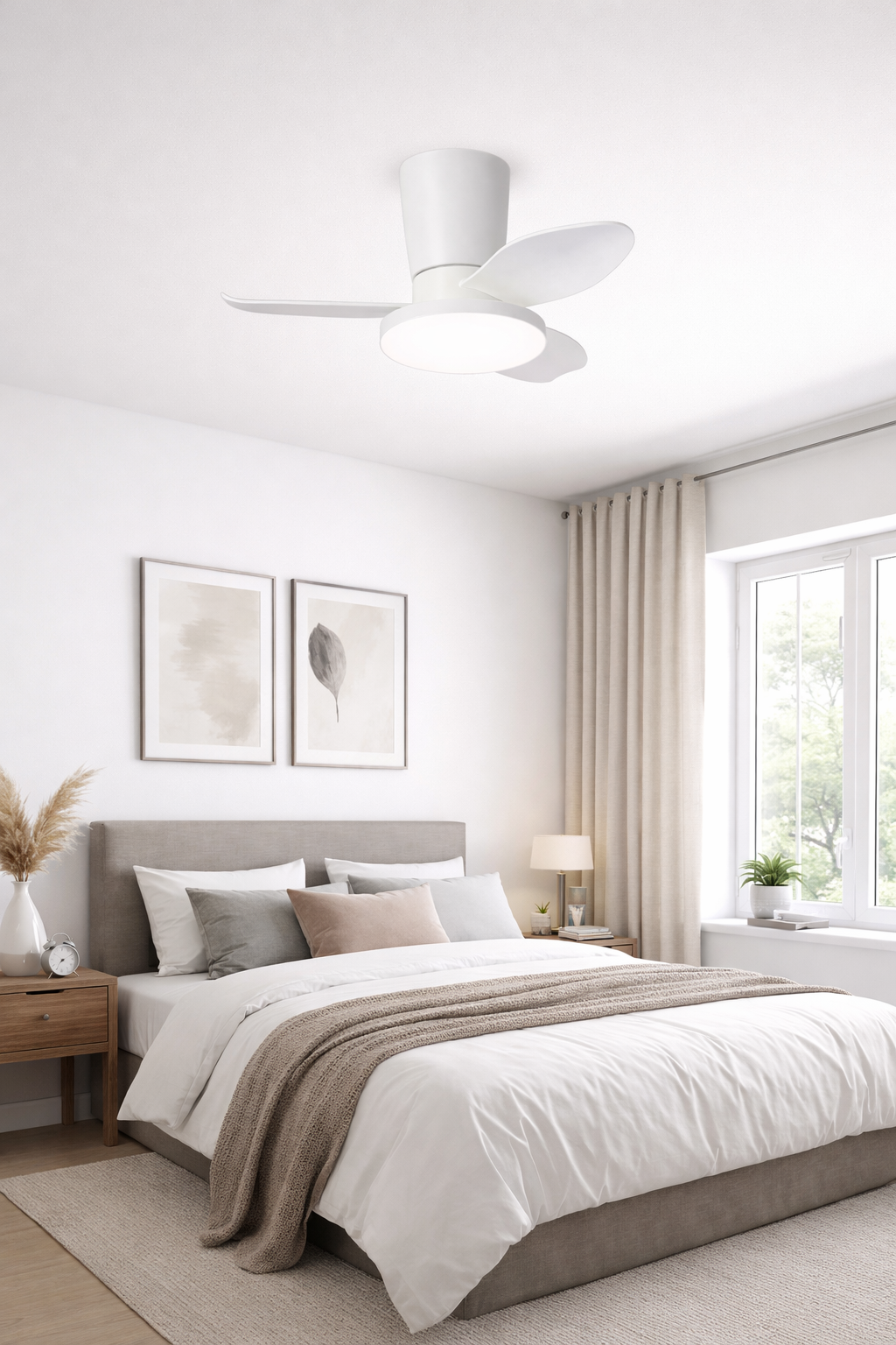 65cm Compact Three Blade Ceiling Fan With Remote Control - 25 Inch