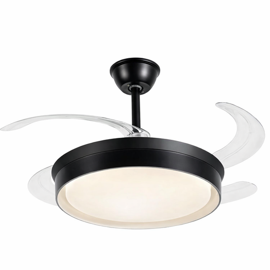 Retractable Ceiling Fan With Remote Control - Black