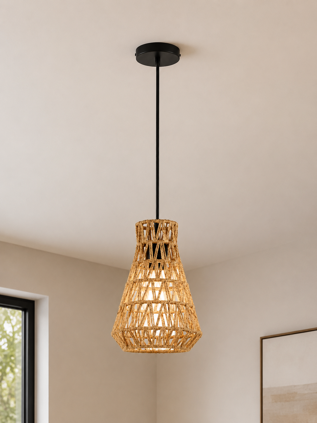 Rustic Rope Pendant Ceiling Light