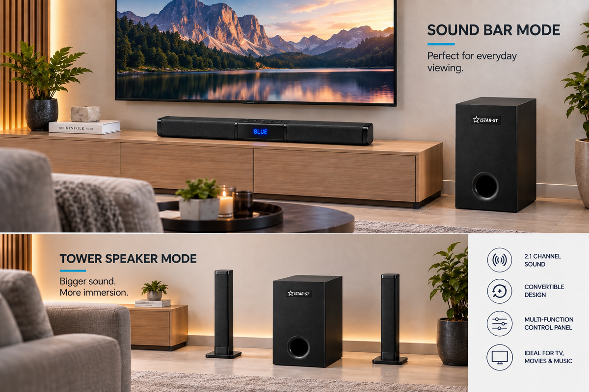 ISTAR-ST Bluetooth 2.1 Soundbar with Wired Subwoofer