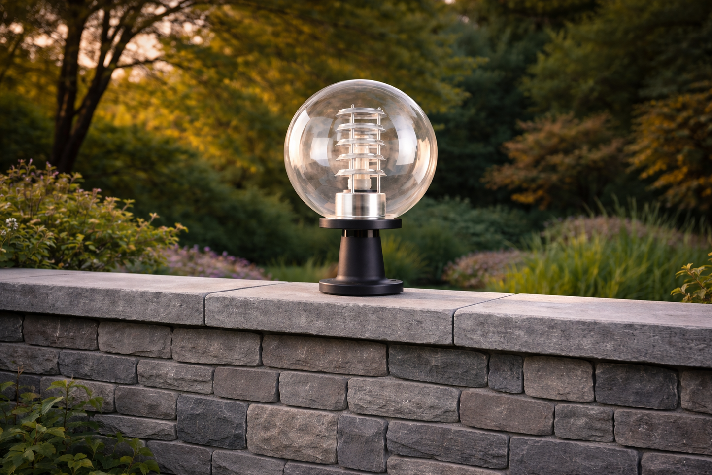 Transparent Round Outdoor Wall Post Lamp