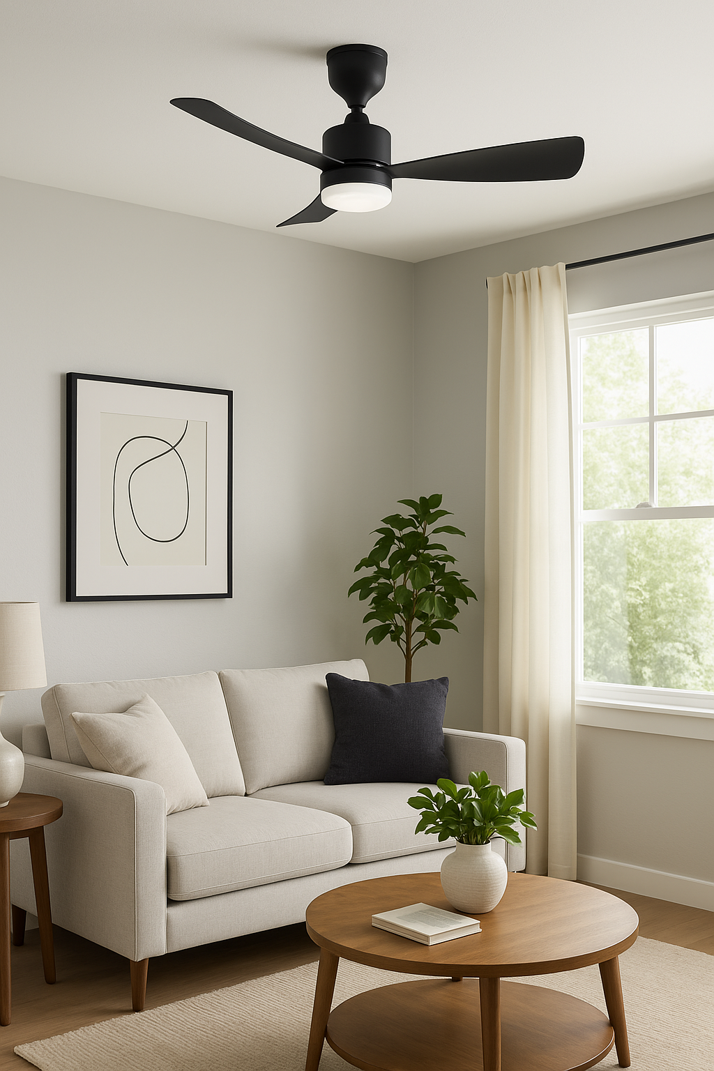 Black LED Light Ceiling Fan With Remote - 107cm