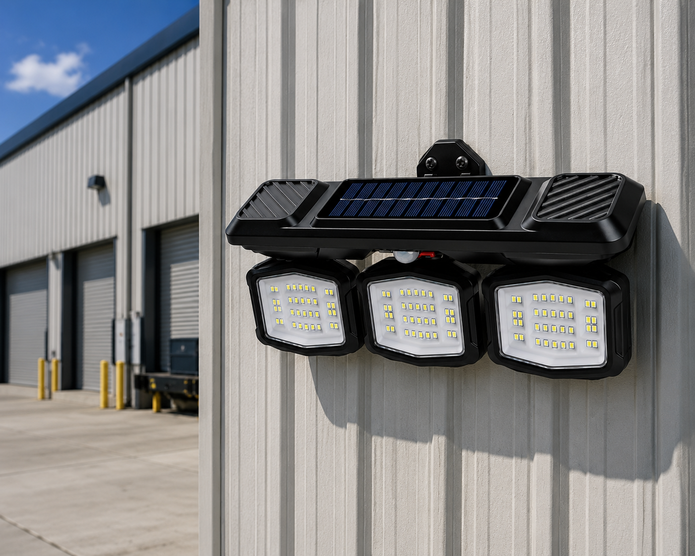 38w Solar Powered Triple Wall Light With Motion Sensor