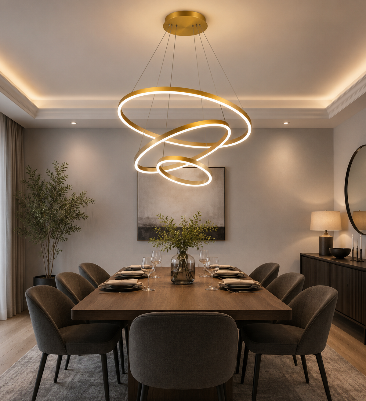 Gold Pendant Light Three Rings