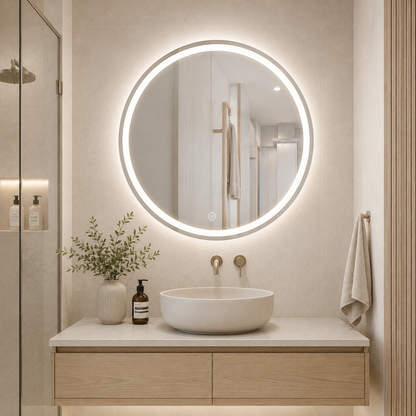 Smart Touch LED Bathroom Mirror Round 90cm
