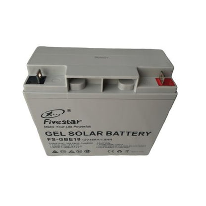 12V 18Ah gel battery for solar and backup systems. Maintenance-free, deep-cycle design with sealed build for safe indoor and outdoor power storage.