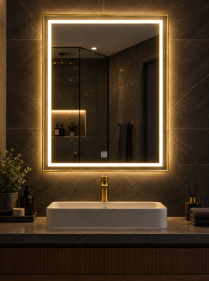 Gold Smart Touch LED Bathroom Mirror 90cm x 70cm
