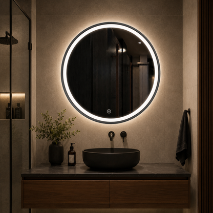 Smart Touch LED Bathroom Mirror Round 90cm