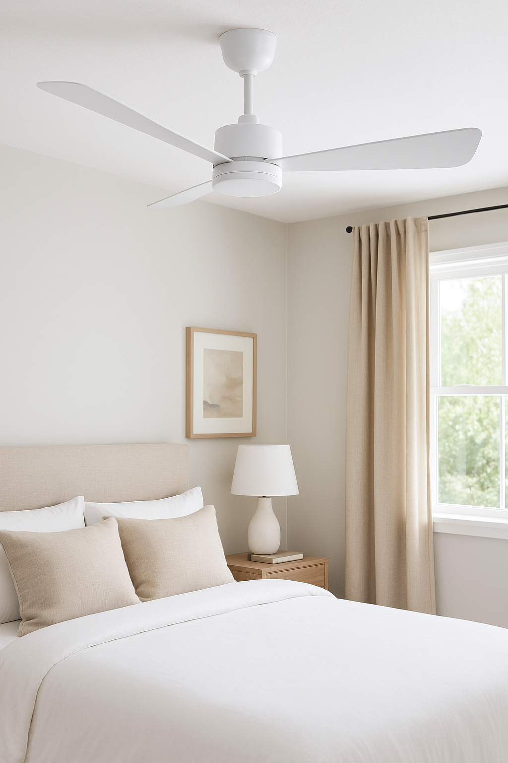 White LED Light Ceiling Fan With Remote - 107cm
