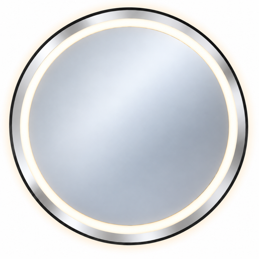 80cm Smart Touch LED Round Bathroom Mirror - Black