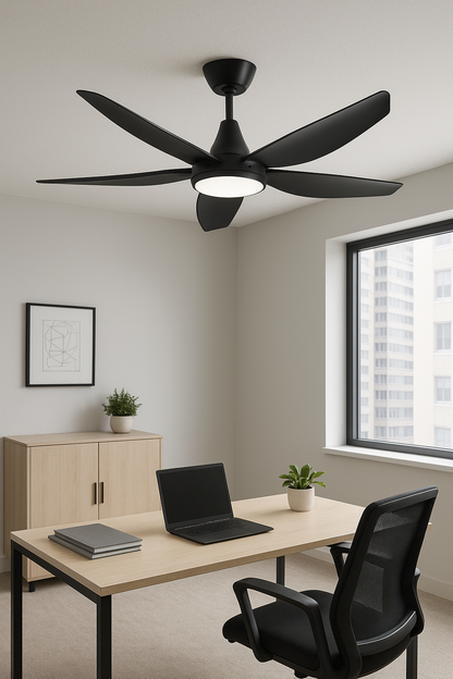 133cm Five Blade LED Ceiling Fan with Remote Control - Black