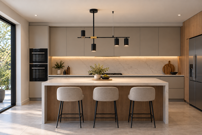 Black & Gold Minimalist Pendant Dining Light - 93cm