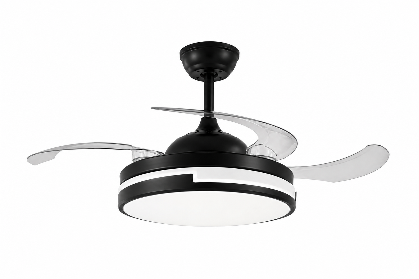 Black & White Retractable Blade Ceiling Fan With Remote