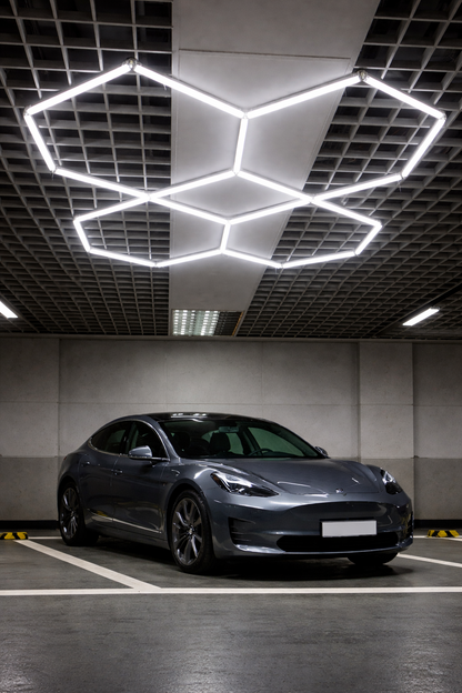 Hexagon Grid Led Car Garage Light 190cm x 160cm