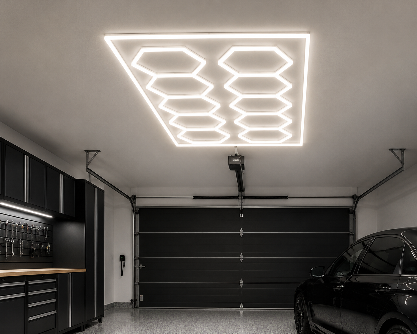Hexagon Grid 632w LED Car Garage Light - 4.7m x 2.4m