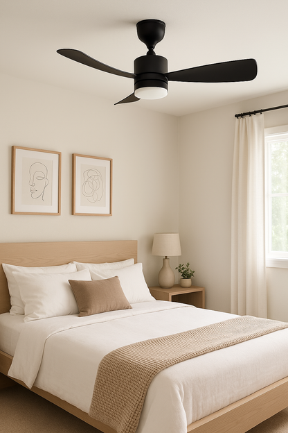Black LED Light Ceiling Fan With Remote - 107cm
