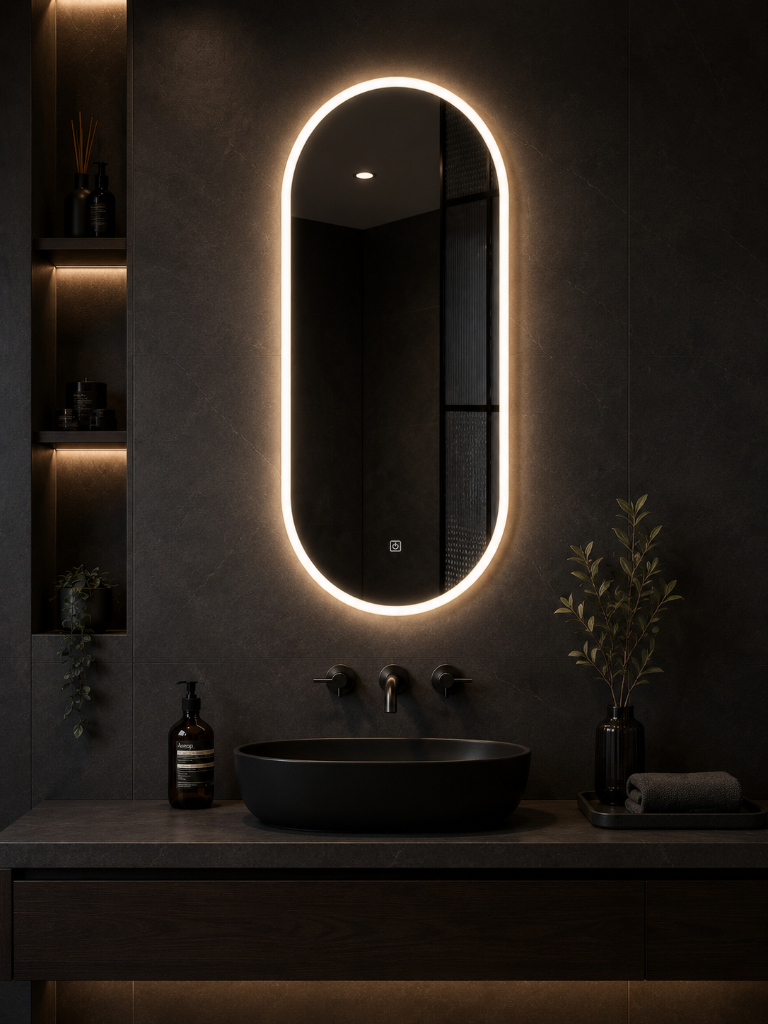 Smart Touch LED Bathroom Mirror Oval 90cmx60cm