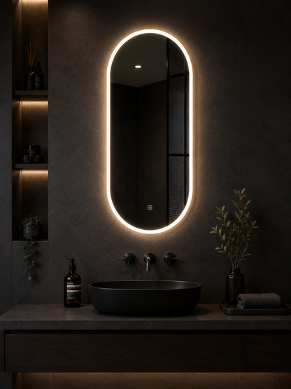 Smart Touch LED Bathroom Mirror Oval 90cmx60cm