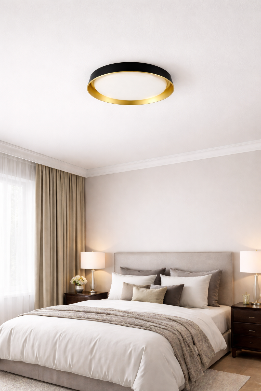 48w Decorative Ceiling Light With Built in LED - Black & Gold