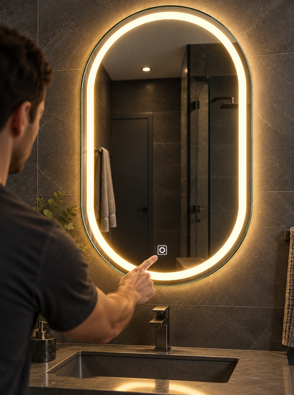 Frameless Smart Touch LED Bathroom Mirror 90cmx60cm