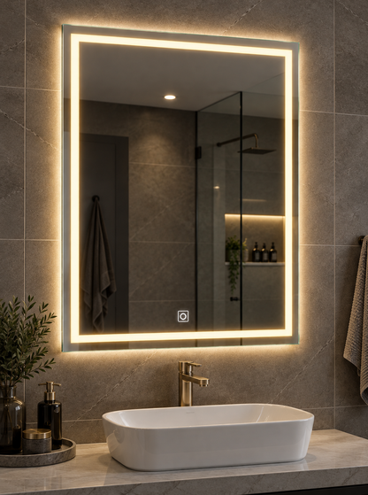 Frameless Smart Touch LED Bathroom Mirror 90cm x 70cm
