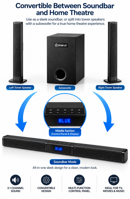 ISTAR-ST Bluetooth 2.1 Soundbar with Wired Subwoofer