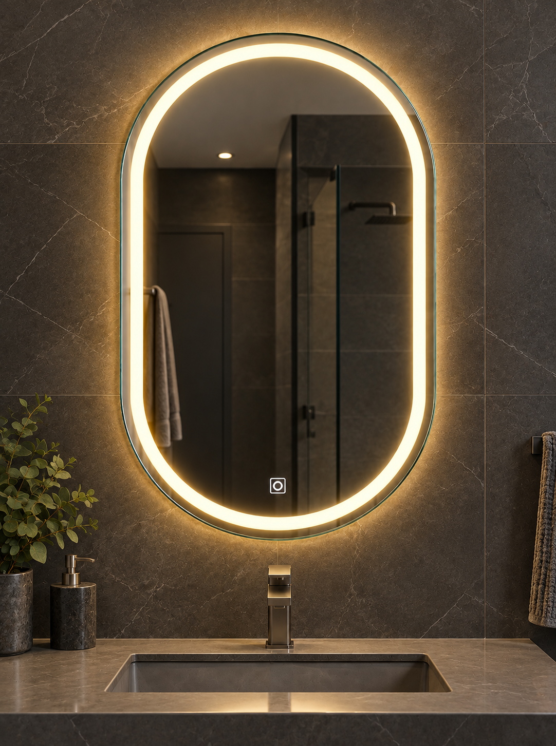 Frameless Smart Touch LED Bathroom Mirror 90cmx60cm