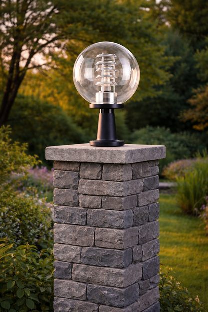 Transparent Round Outdoor Wall Post Lamp