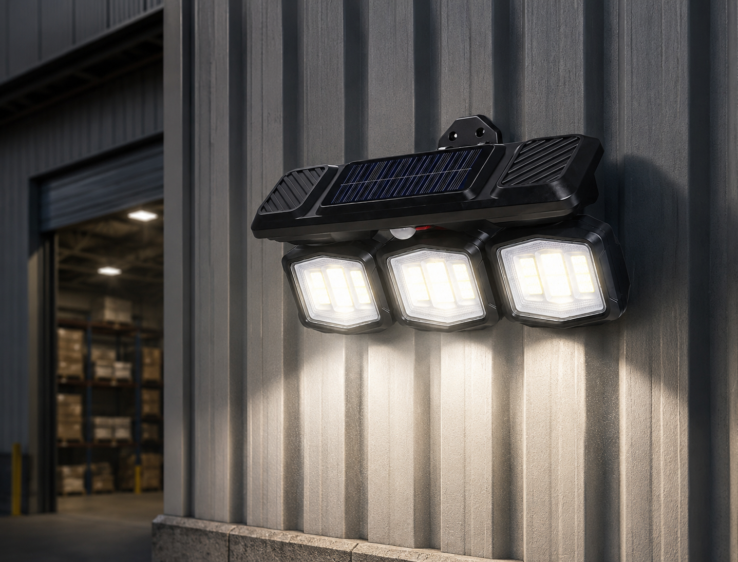 38w Solar Powered Triple Wall Light With Motion Sensor