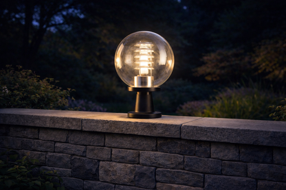 Transparent Round Outdoor Wall Post Lamp
