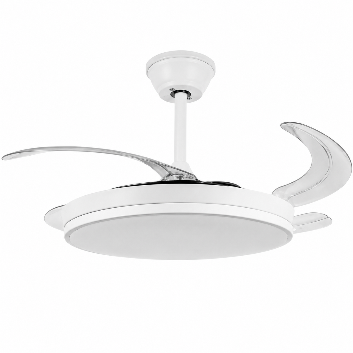 Retractable Ceiling Fan With LED & Remote Control - White